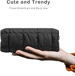 E-Tree Makeup Brush Bag Small Make up Pouch for Purse Quilted Cotton Cute Travel Size Toiletry Cosmetic Case Holder Organizer (Black) | thin make up case for purse lightweight cotton cute organizer for women