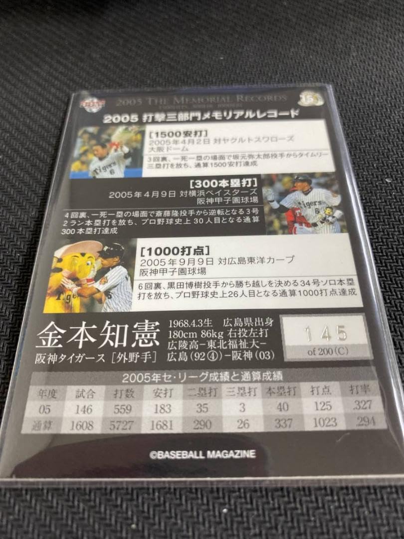 阪神タイガース - 2005BBM 金本知憲 打撃三部門メモリアル記念ジャージカード 阪神タイガース Amazon.co.jp: 阪神タイガース 金本知憲 2005 打撃三部門