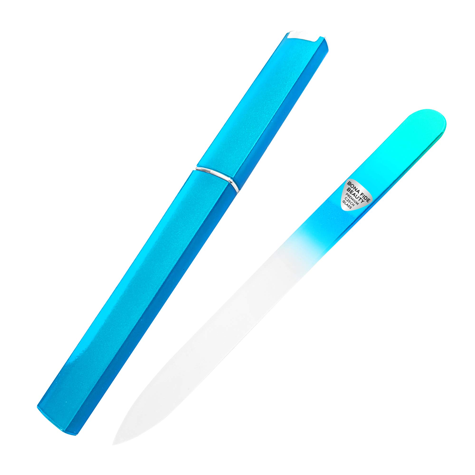 Glass Nail File with Case, Bona Fide Beauty Glass Fingernail File for