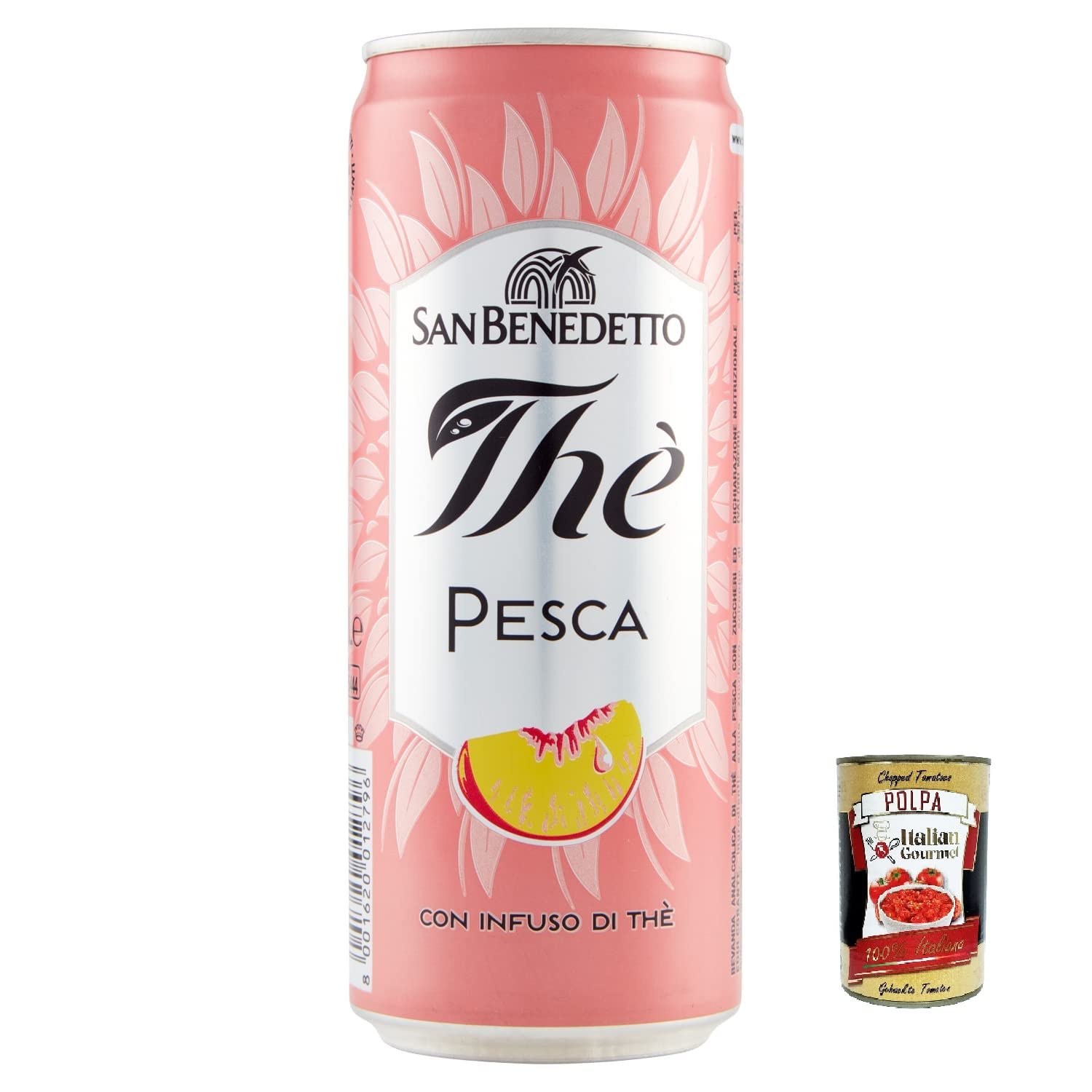 Italian Gourmet Tè Pesca Eistee Pfirsich Lattina Dose Vorrat 72 x 330ml | Bevanda rinfrescante alla frutta; gekühlt servieren, ideal bei Party, Gesamtnettogewicht 23,76 L + Kostenlos Polpa 400g