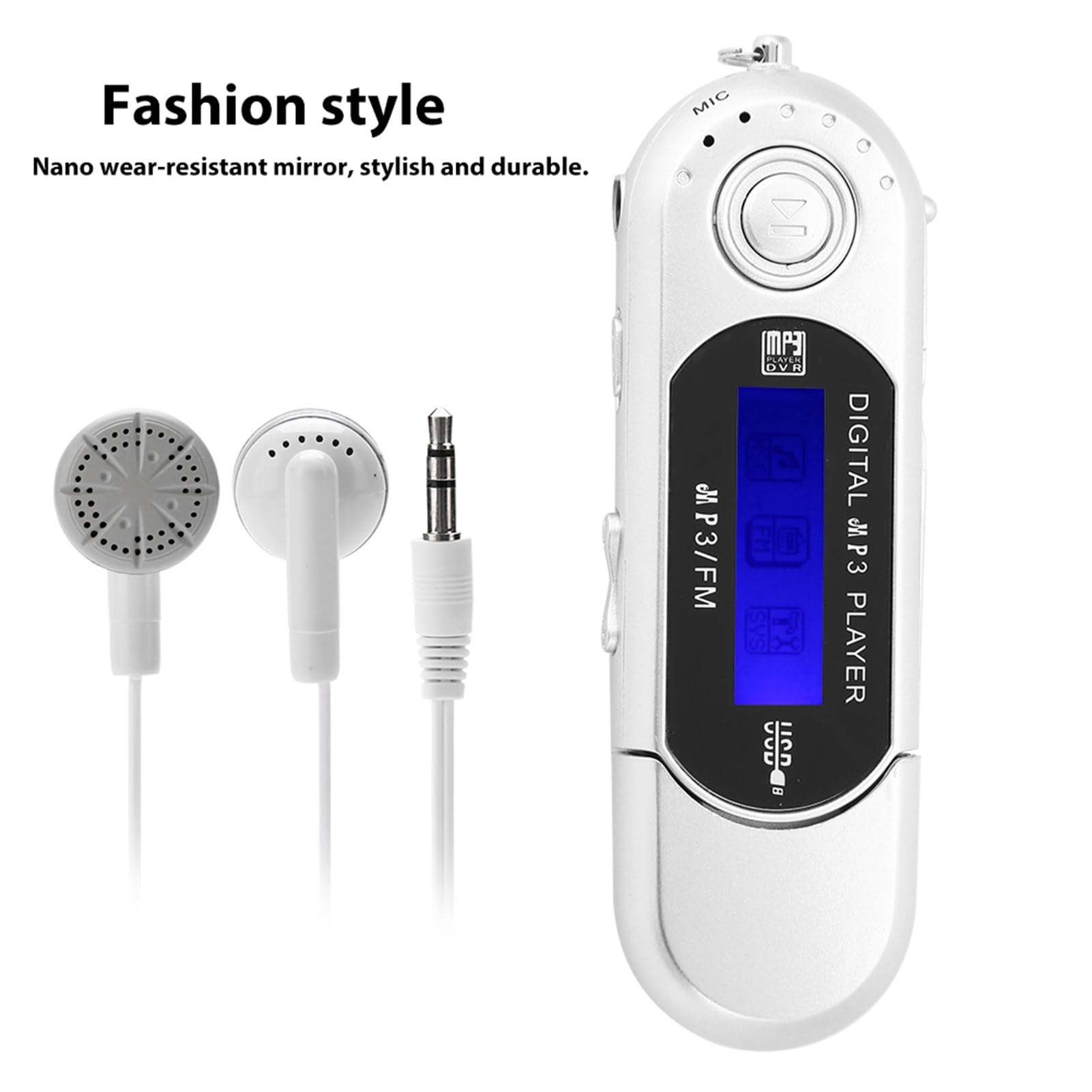 Lecteur MP3 Numérique, Lecteur MP3 USB De Musique Portable avec Support D'écran LCD Carte Micro SD/mémoire 32 Go Radio FM Enregistreur Vocal Carte TF(Gris)
