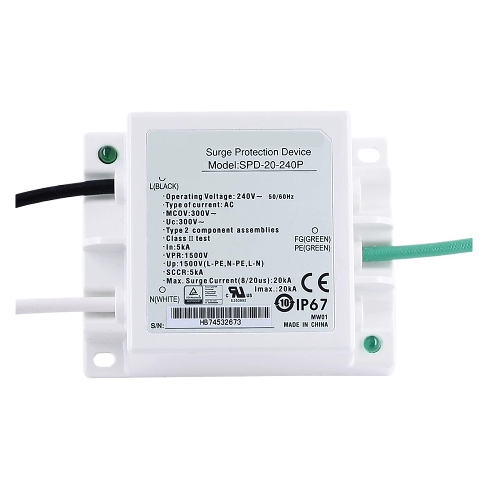 SPD-20-277P parafoudre 20KA protège votre alimentation des orages