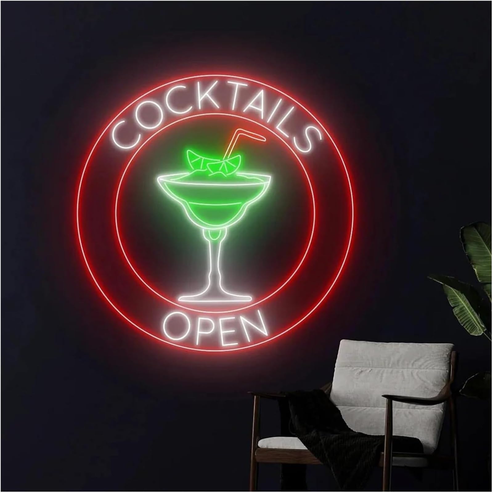 Lampada con atmosfera rilassante, cocktail, logo aziendale aperto, insegne al neon, lettera di potenza regolabile(50cm)