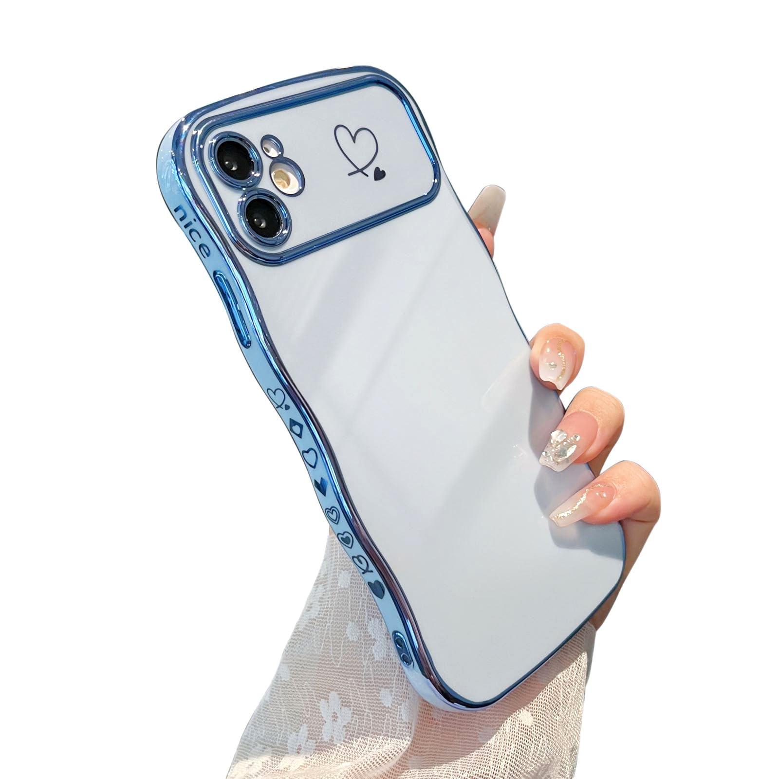 Coque iPhone 11 motif cœur bleu pour le style des filles