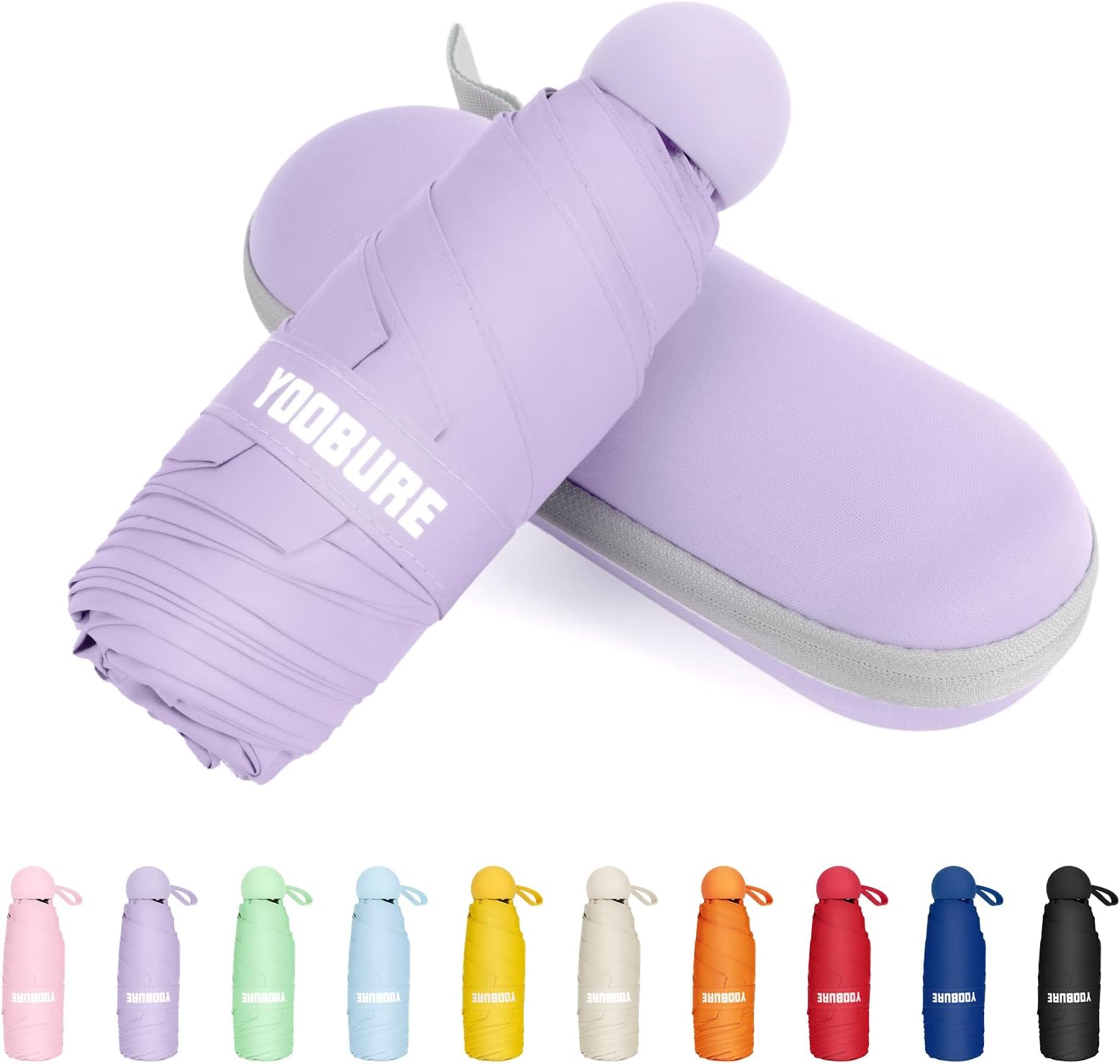 Yoobure Travel Umbrella Portable Compact Umbrellas, Pocket Mini for Purse, Umbrellas for UV Sun & Rain Small for Backpack, Umbrella with Case Folding for Kids Women