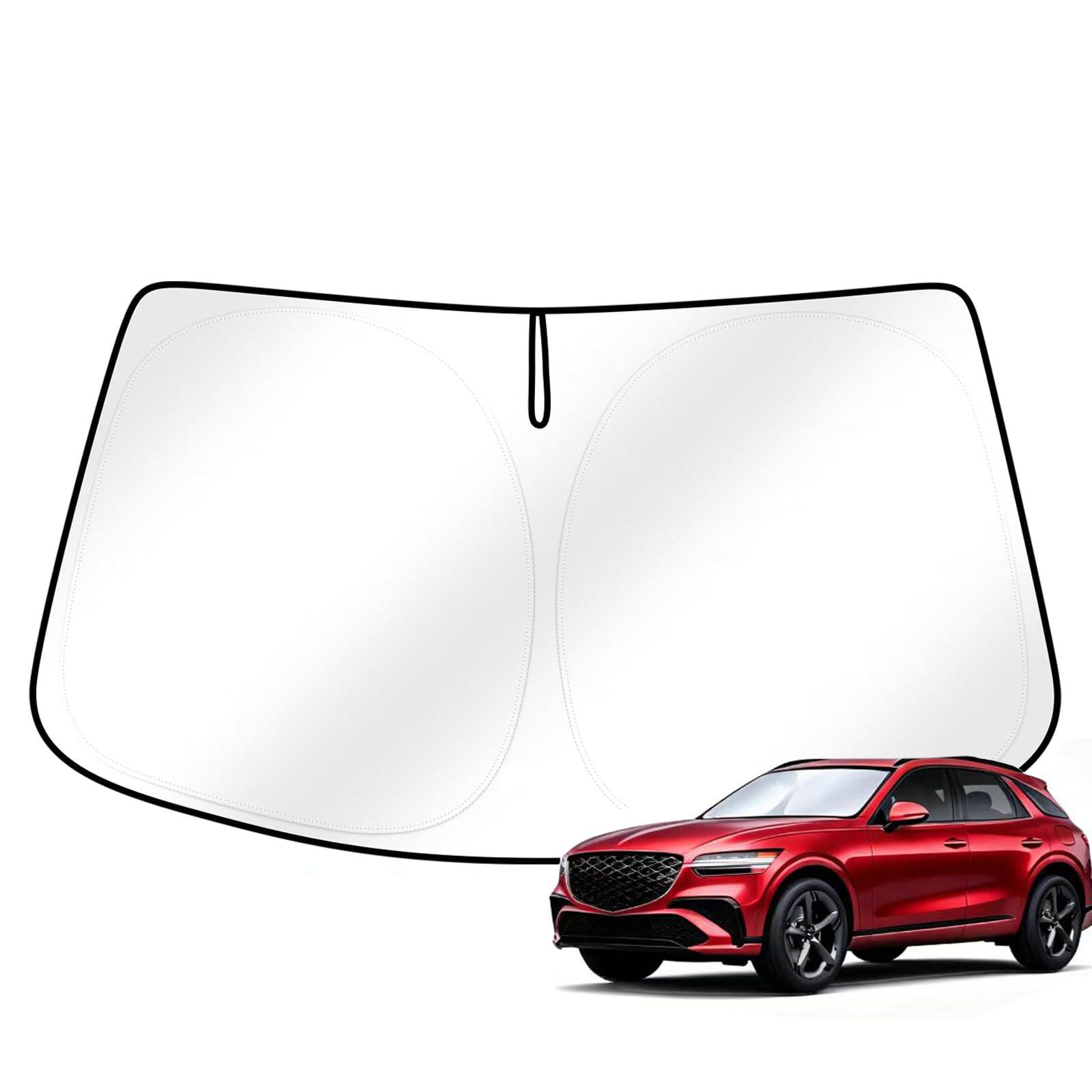 Canvcle Windshield Sun Shade for 2021-2025 2026 Genesis GV80 Accessories Upgraded Double-Layer Front Window Sunshade Cover Sun Visor Protector Foldable Block UV Rays Keep Vehicle Cool