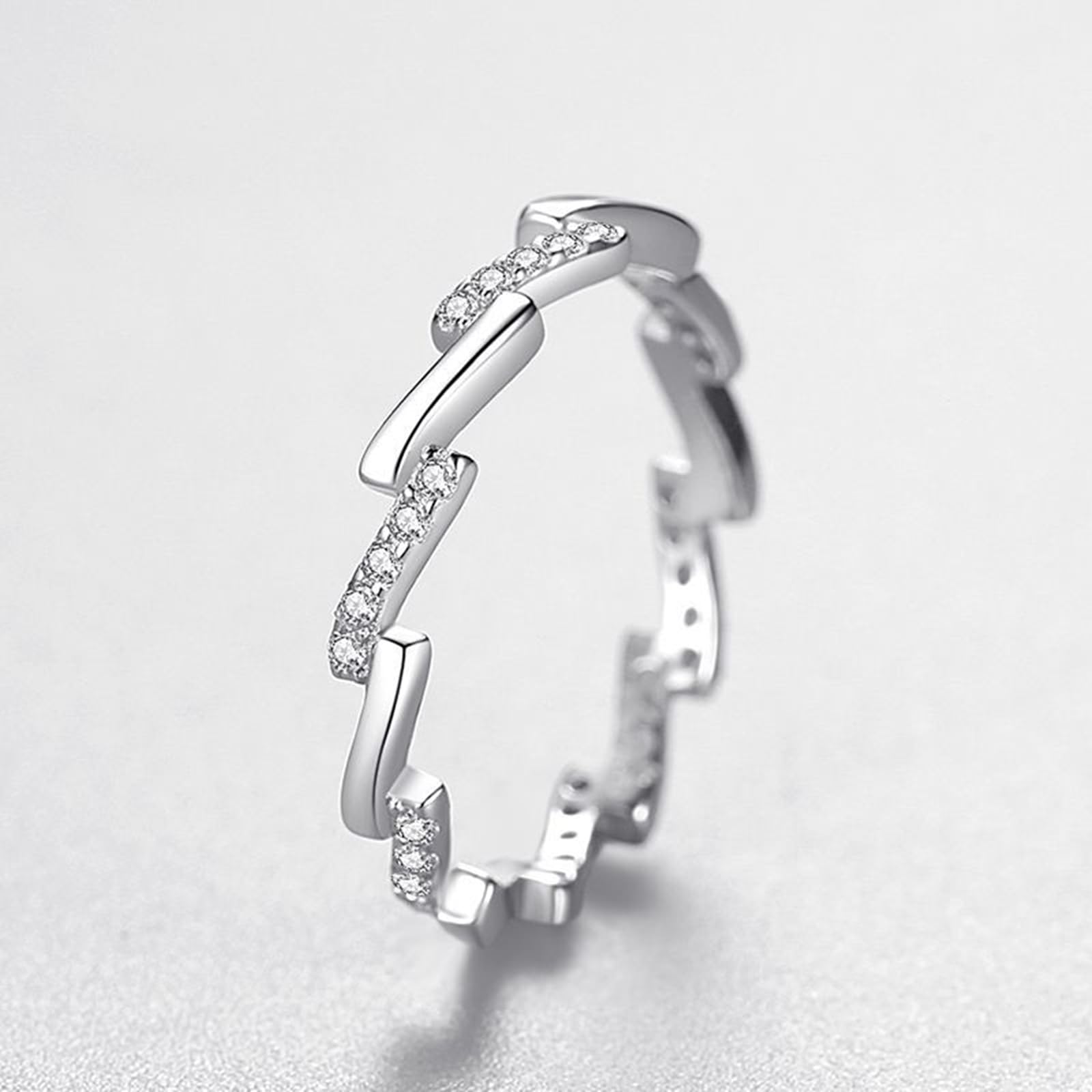 Anillo Promise de oro blanco 9K, Anillos Moissanite Blanco Sin Piedra Preciosa