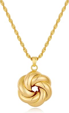 YUJIE Gold Plated Necklace for Women Dainty Interlocking Knot Pendant Modern Elegant Jewelry