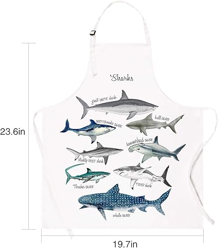 Miniatura 5 de Delantal de tiburones para hornear, delantal impermeable para niños, con cuello ajustable, para fiestas, cocina, jardinería, pintura, manualidades