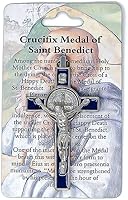 Vista 1 de DIRECT FROM LOURDES Crucifijo de San Benito - Crucifijo de metal con medalla de San Benito y tarjeta de oración, Metal