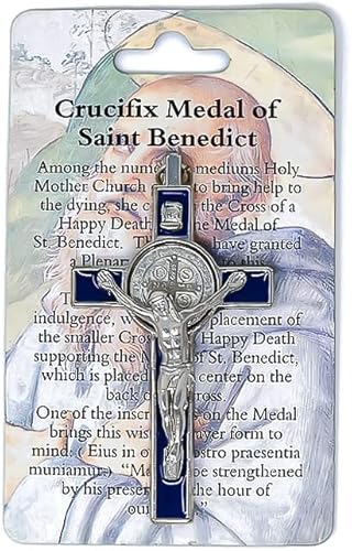 DIRECT FROM LOURDES Crucifijo de San Benito - Crucifijo de metal con medalla de San Benito y tarjeta de oración, Metal