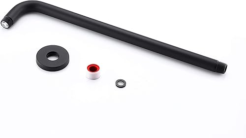 Miniatura 7 de Extensor de brazo de ducha negro mate, brazo de extensión de cabezal de ducha de lluvia de 90 grados con brida, brazos de ducha de 16 pulgadas de