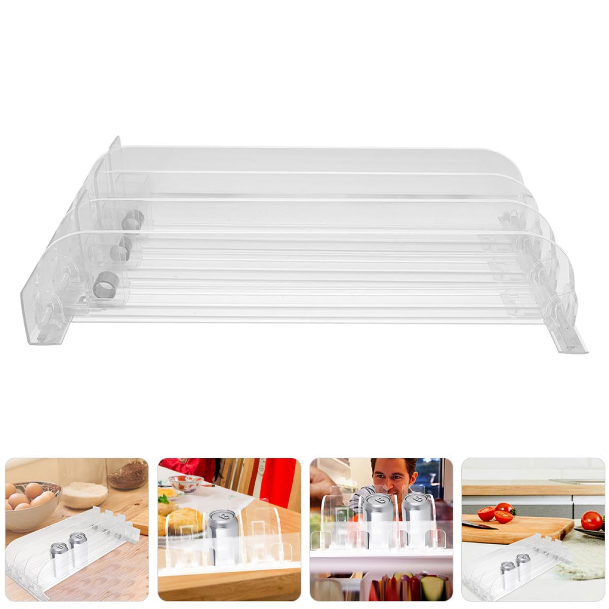 Distributeur Automatique Coulissant 36 CM pour Boissons et Cosmétiques Poussoir de Rayonnage Plastique 3 Pièces Réapprovisionnement Simplifié en Magasin