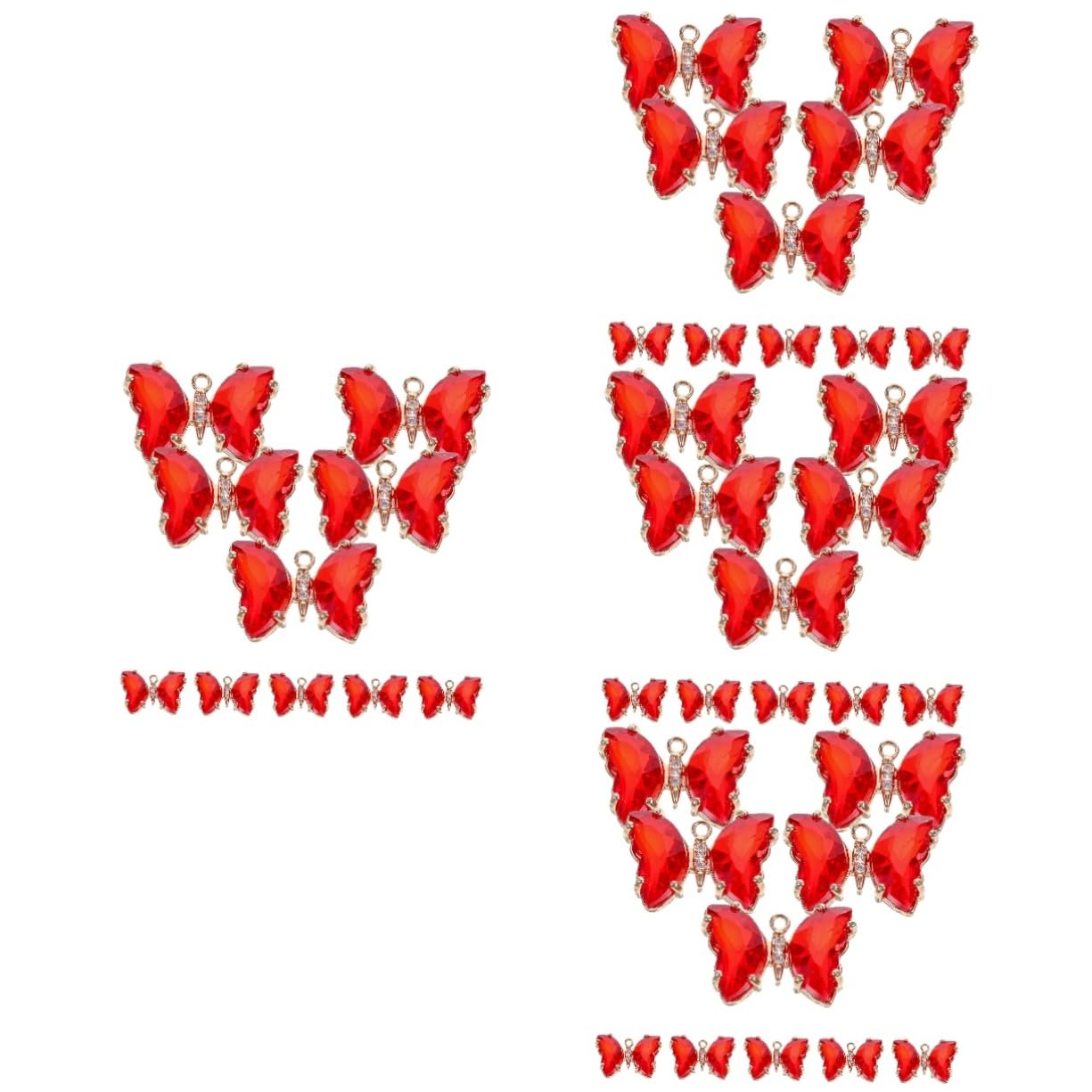 SHINEOFI Ciondolo Farfalla Cristaldi Butterfly Ciondoli Per Orecchini Bolla Fascino Della Collana Di Cristallo Ciondolo A Forma Di Farfalla Da Appendere Lega Rosso