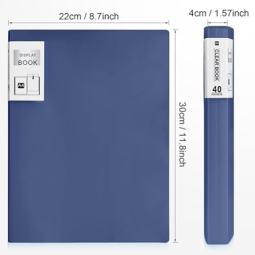 Vista 23 de Marspark 6 carpetas con fundas de plástico grandes de 8.5 x 11 pulgadas, 40 bolsillos, 80 páginas, portafolio de arte, protector de hojas Negro