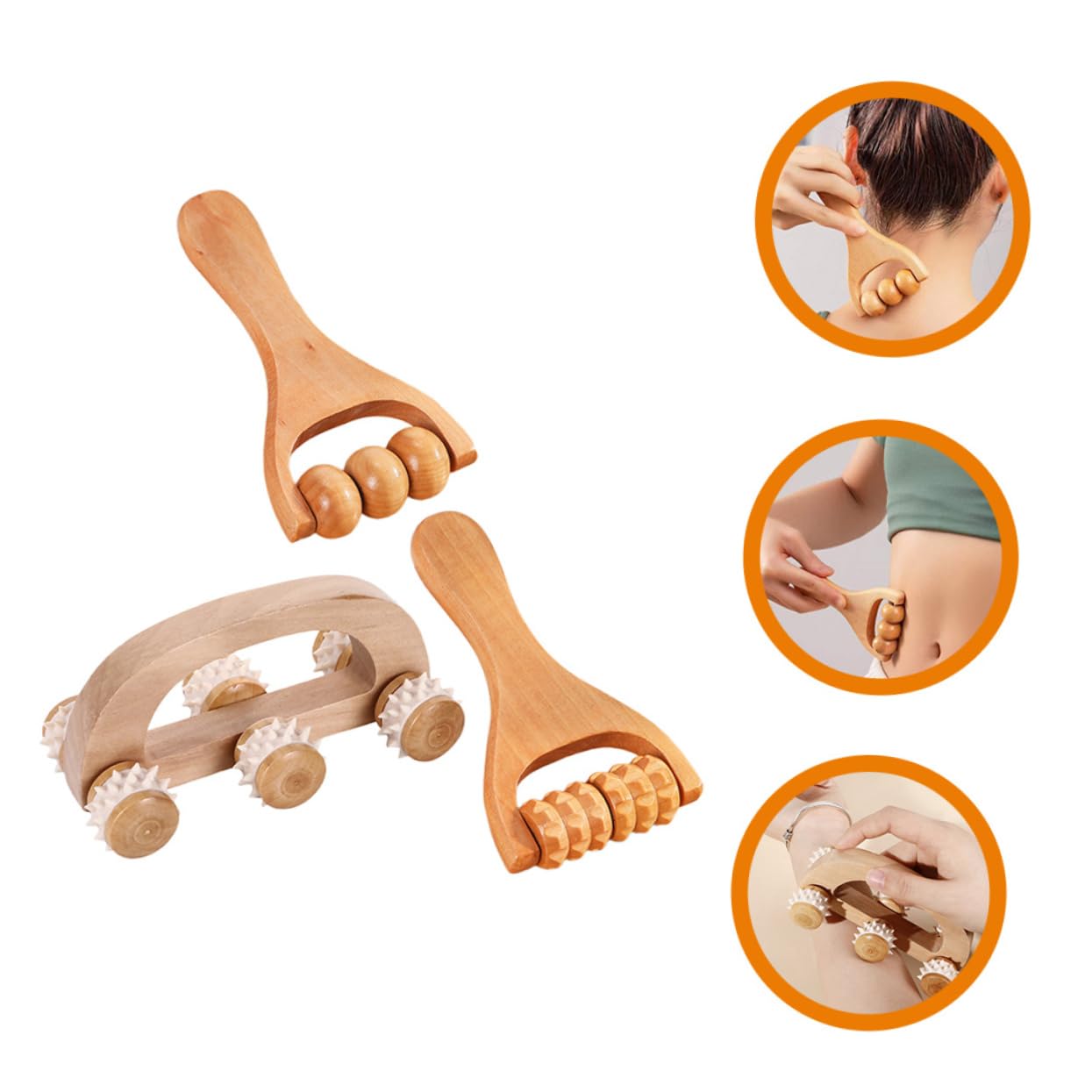 5 Series Kits De Masajeador Para Articulaciones Rodillo De Masaje Manual Para Cuello Músculos Adultos Masajeadores De Espalda Portátiles Rodillos Bob Wood 3 piezas x 5