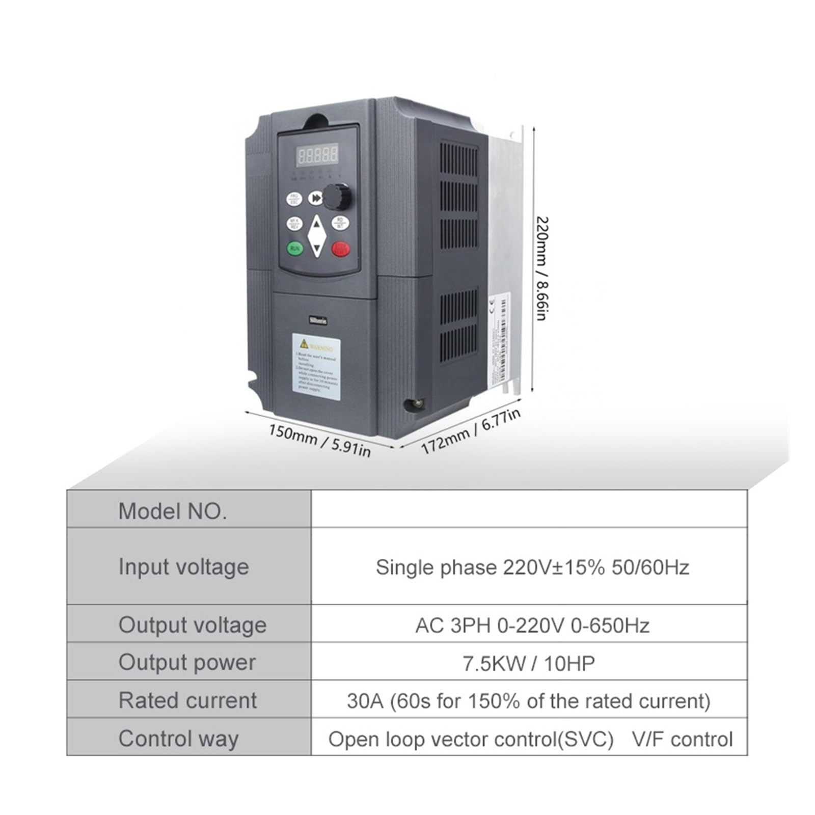Variador De Frecuencia 5,5 kW 7,5 kW 220 Wielofunkcyjny przemiennik częstotliwości VFD do silnika trójfazowego Kompaktowa konstrukcja(7.5kw 10HP,SINGLE_PHASE)