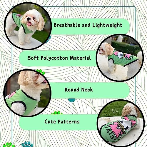 Image of Lulala Dog Shirt with Daisy Print, Pet Summer T-Shirts Sweatshirt Fashion Outfit Vests Breathable Dog Clothes Outfit, Clothes Pet Apparel for Dogs, Cats (Green, 30 INCH)