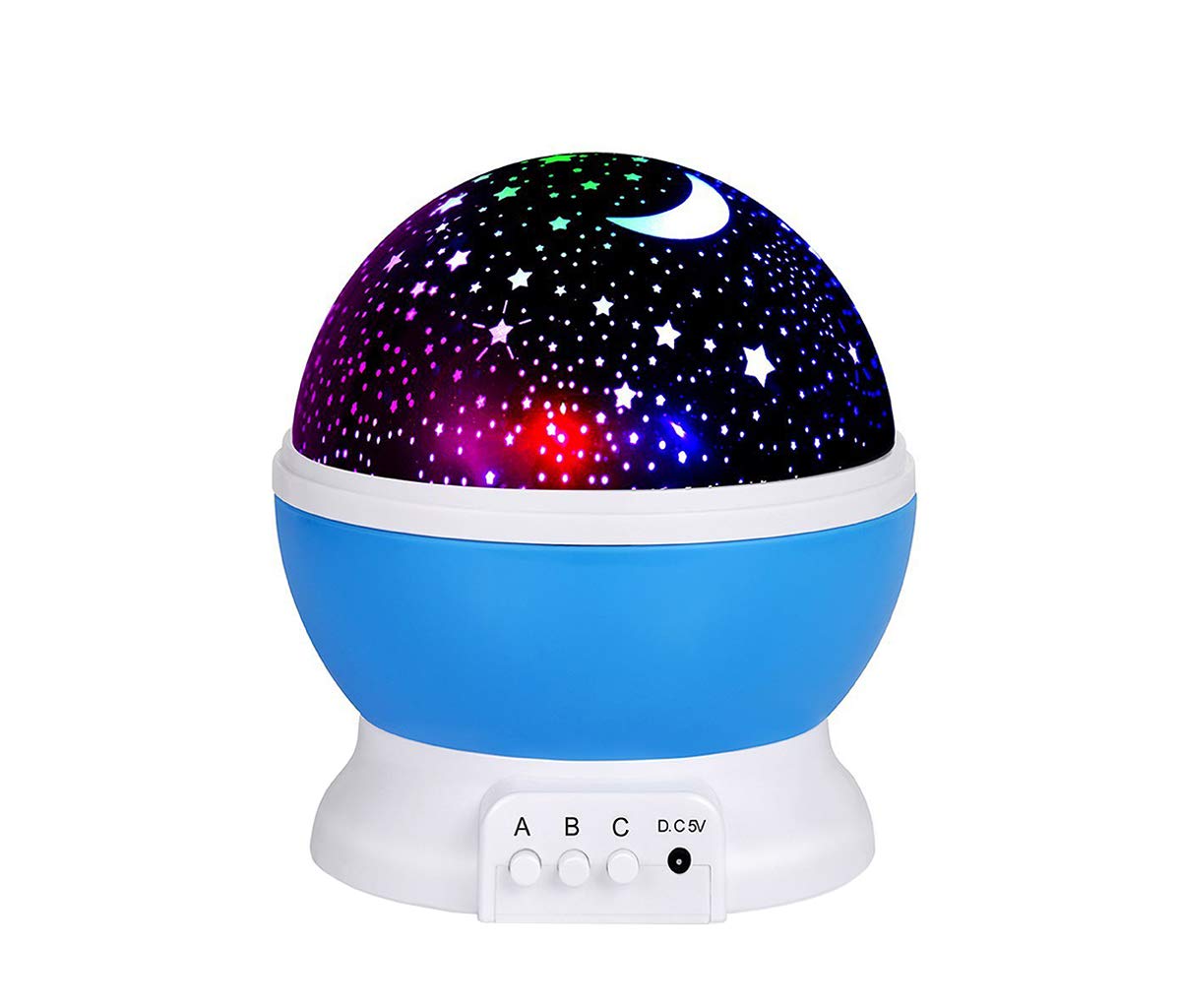 Snik-S Kids Night Light, Moon Star Night Light Rotating Star Projector, Baby Night Light, Night Lighting Lamp 4 LED 8 Modes with USB Cable, Best for Bedroom Nursery Kids Baby Children Birthday Gift