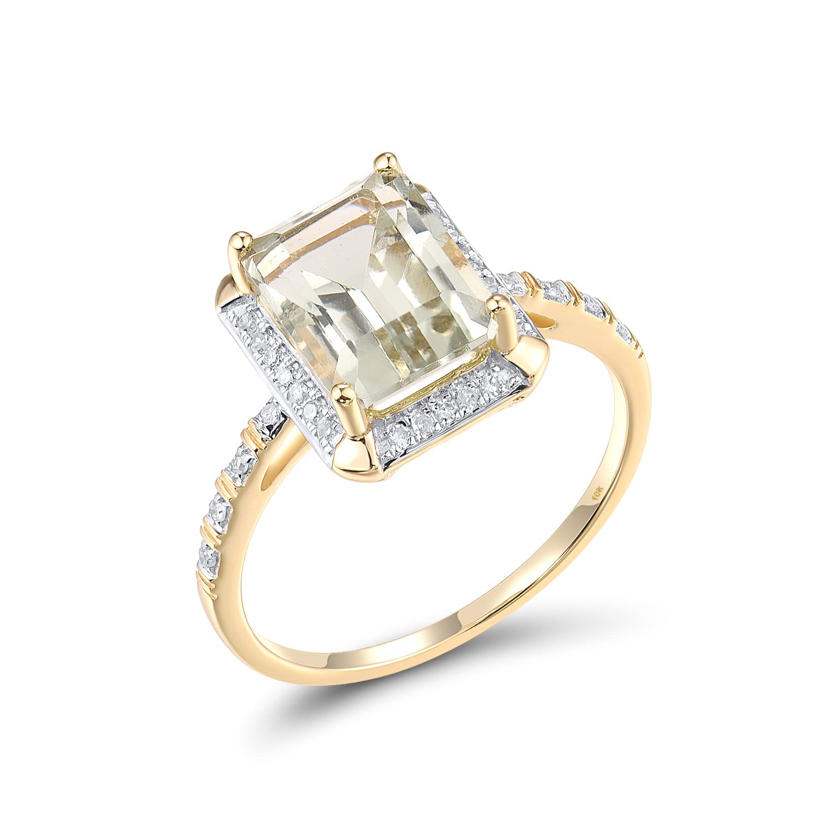 Santuzza 10K Solid Gold Solitaire Gemstone Genuine Diamond Ring for Women