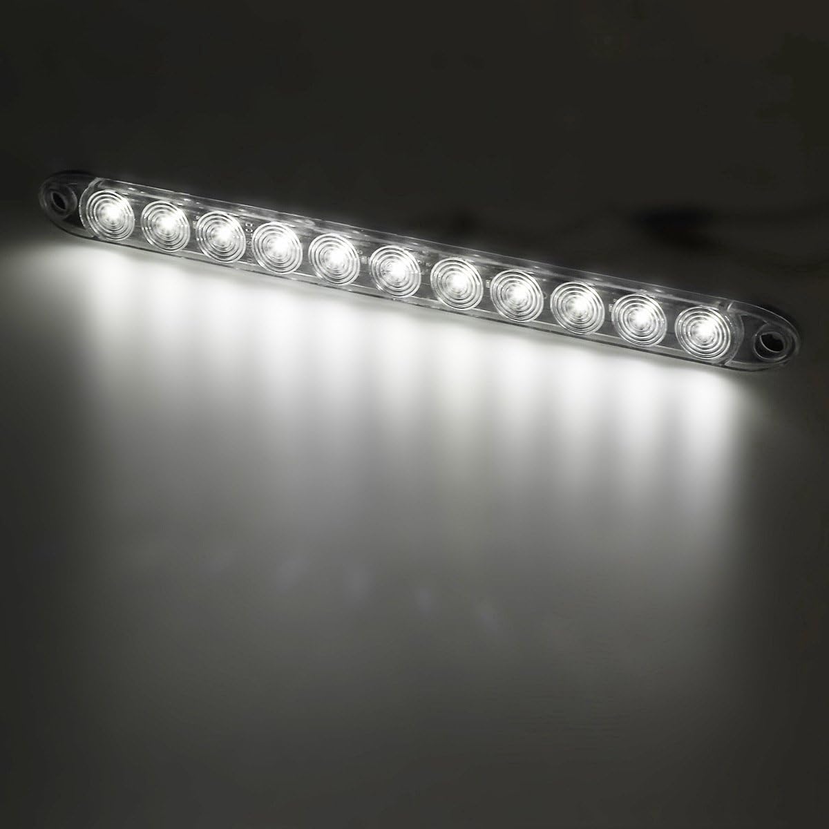 Partsam 2Pcs 15" Inch White Led Trailer Reverse Backup Light Bars Clear Lens, Sealed 11 LED Flange Mount Trailer Truck 15" Inch Reverse White Light Bar Utility Marker Light Bar RV Front Access Light