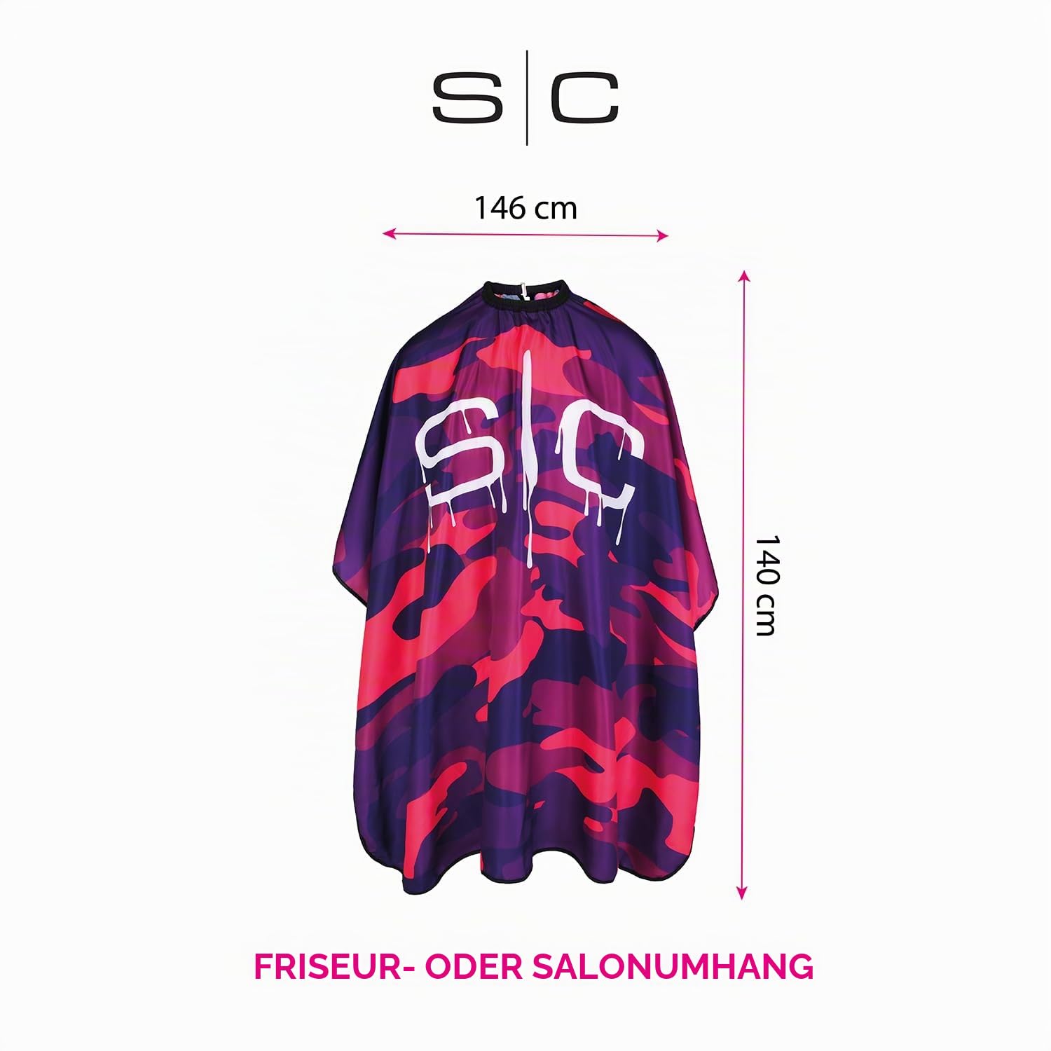 STYLECRAFT Friseurumhang | Friseurumhang | mehrfarbig | verstellbarer Verschluss | antistatisch und wasserabweisend | 100% Polyester | schnelltrocknend | 146 x 140 cm