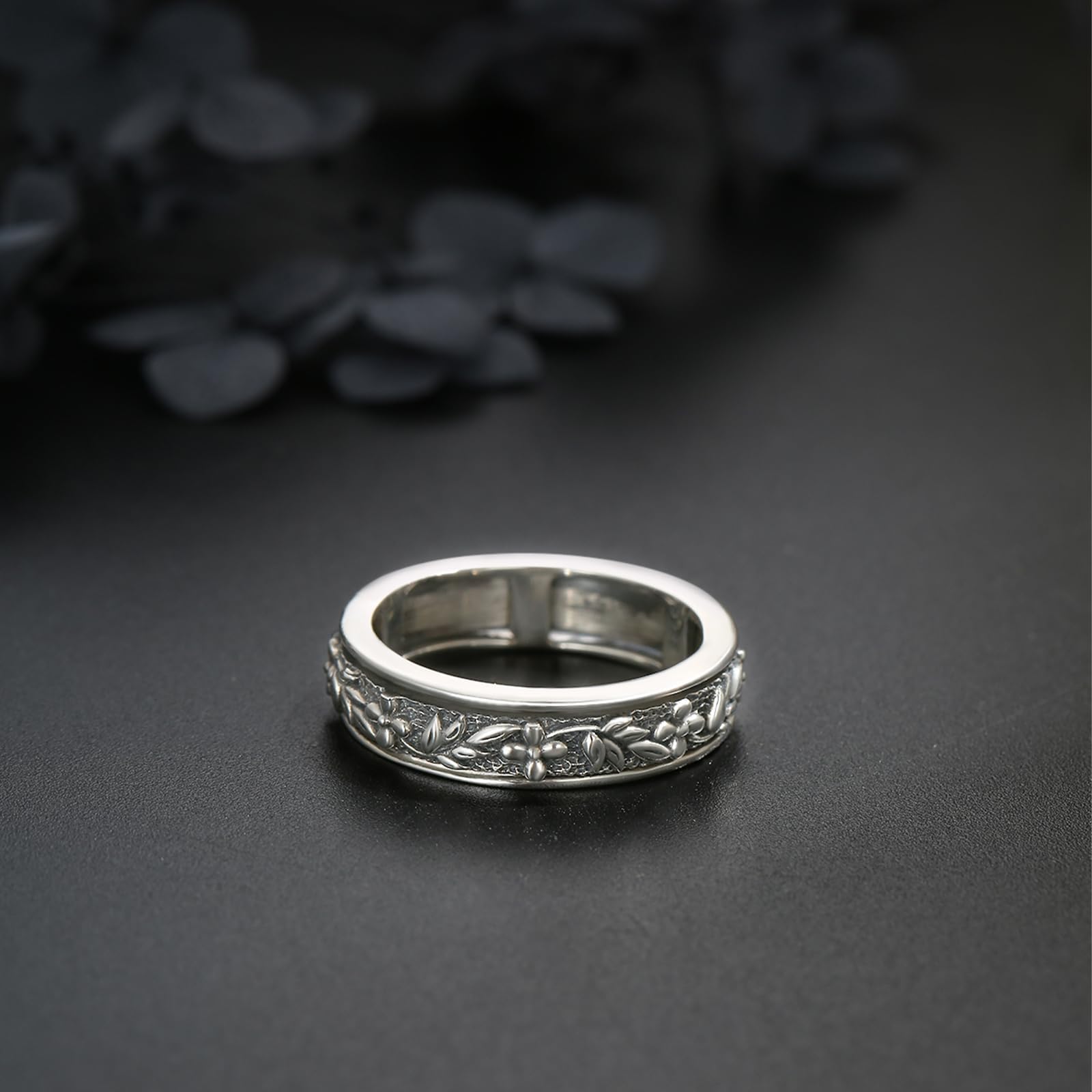 Fidget Ring Spinner 925 Sterling Silber Fidget Ring für Angst Filigrane Ringe Angst Relief Spinner Ringe für Männer Frauen Valentinstag Geburtstag Geschenke, Sterling Silber