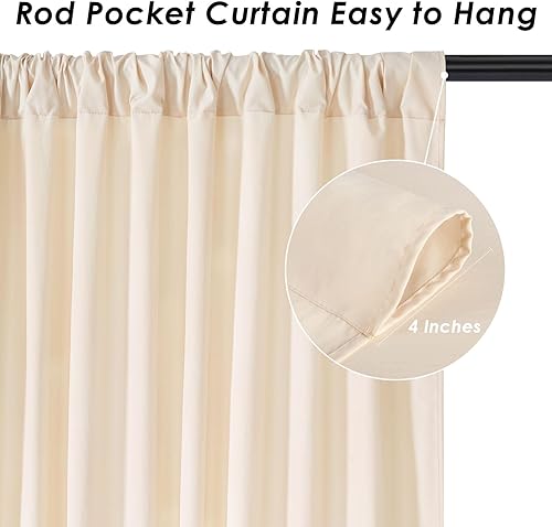 Miniatura 5 de Cortinas de fondo color marfil, 2 paneles de tela de poliéster de 5 x 10 pies, telón de fondo de boda para arco, fiesta, escenario, ceremonia,