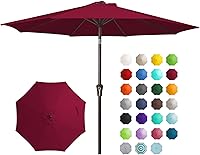 Vista 10 de JEAREY Sombrilla de mesa de patio al aire libre de 9 pies con botón de inclinación y manivela, sombrilla de mercado, 8 varillas resistentes