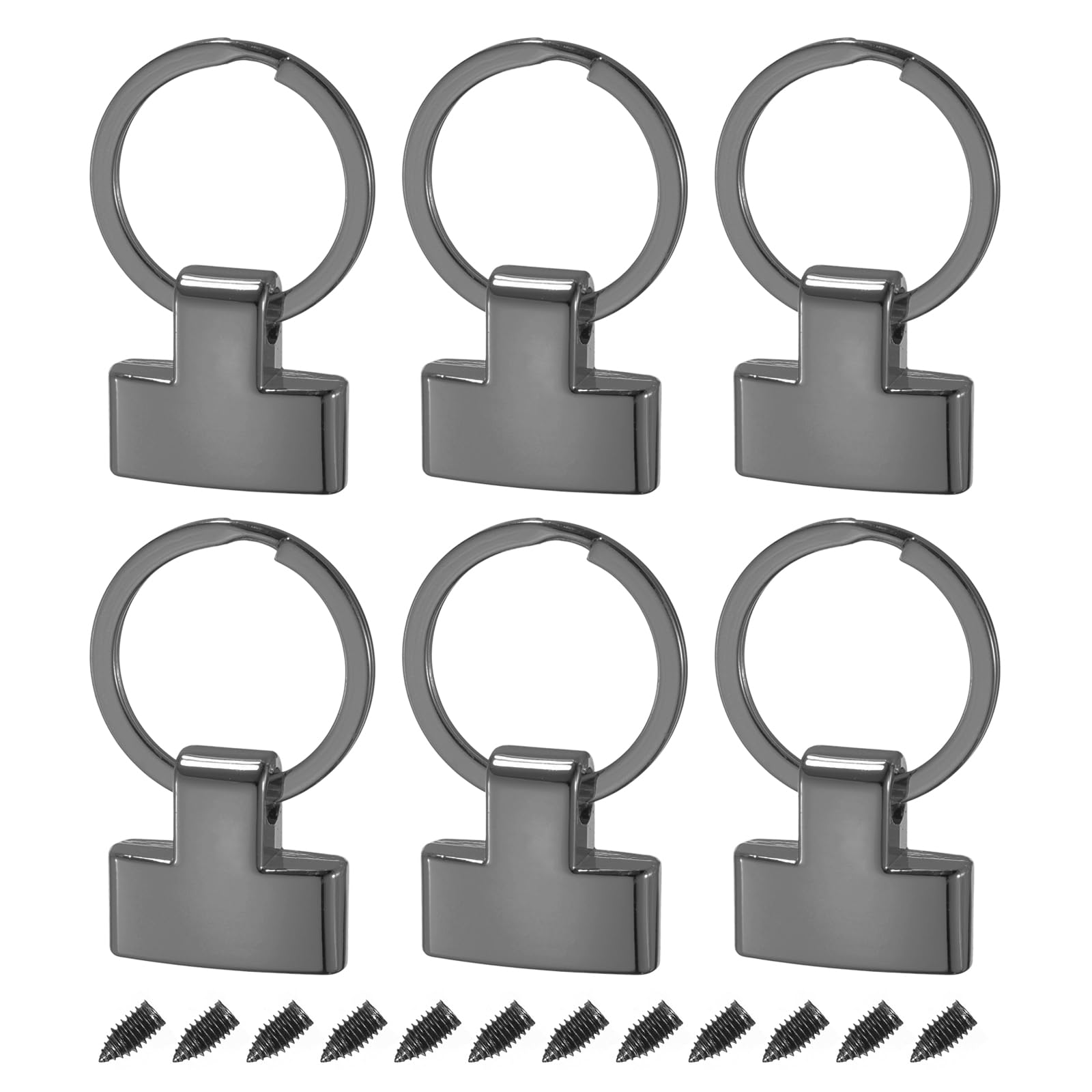 sourcing map 6Pcs 22mm/ 0.87" Key Fob Hardware with 20mm Keychain Ring Purse Bag Hardware for Car Key Chain, Hanging Lanyard, Metallic Black