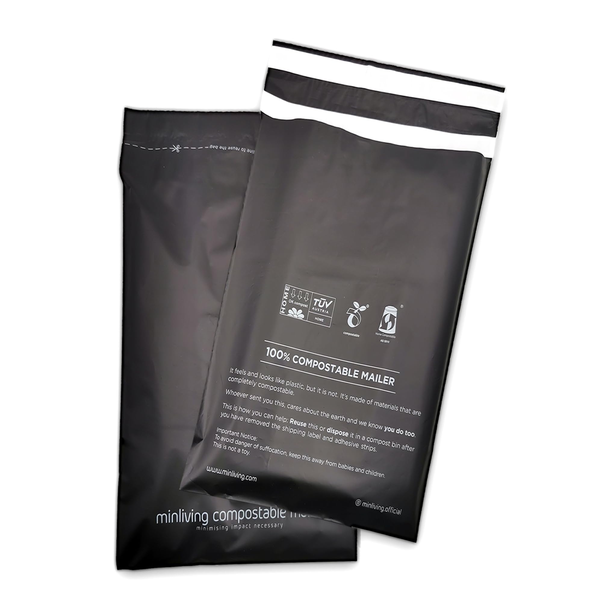 Minliving Premium Shipping Mailers 6x9 inch - Double-Sealed Mailing Bags, Industrial Strength Mailers, Reusable Multi-Layer Corn Starch Based Material, Small Business Shipping - 50 Pack