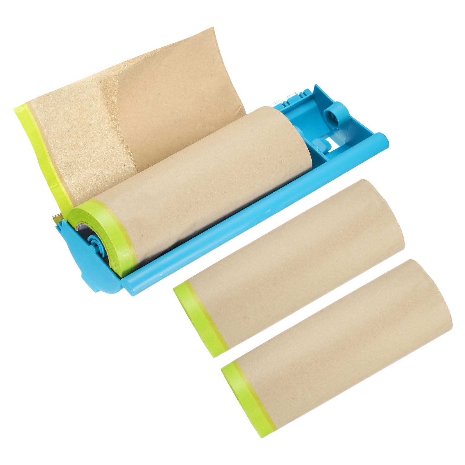 uxcell Papel de enmascarar precintado con dispensador de papel marrón de 11.8 pulgadas x 39 pies, cinta adhesiva de alta adherencia para pintar, protección de suelos y cubrir, 3 rollos