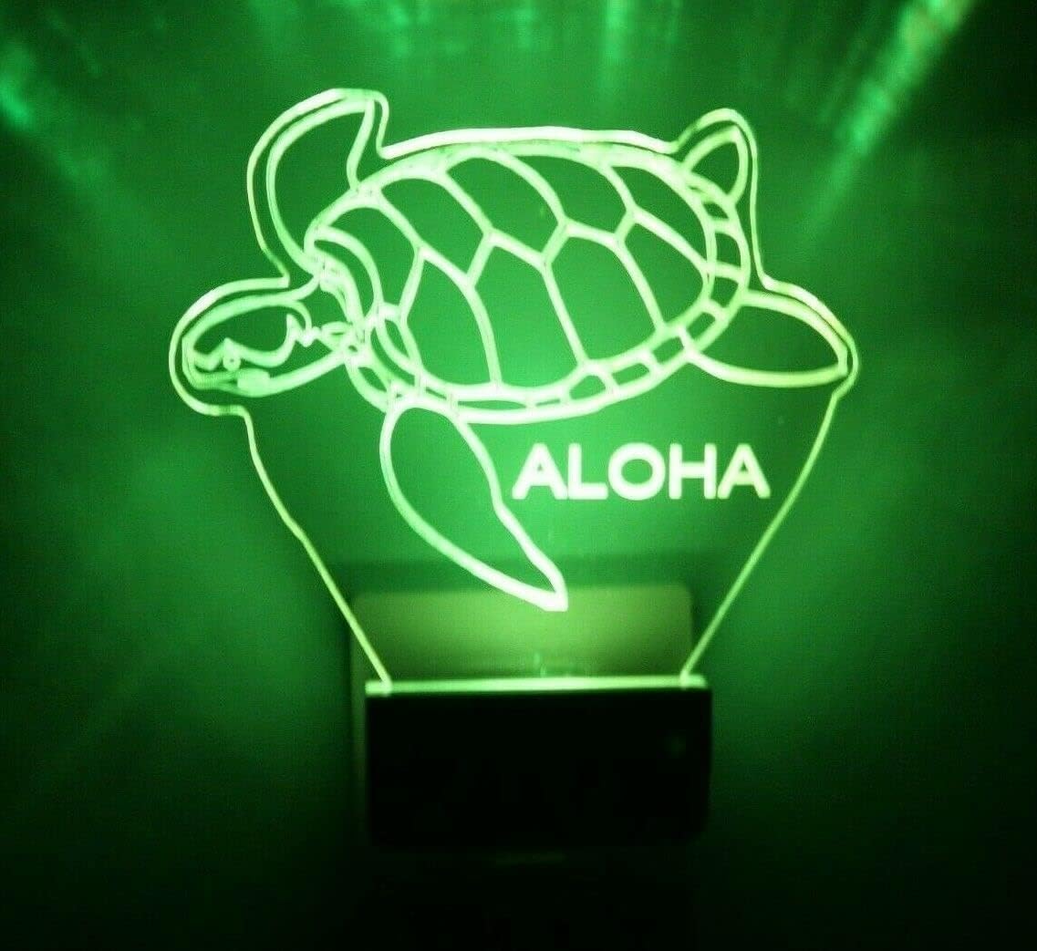 Sea Turtle Night Light Multi Color Personalized LED Plug-in, Ultra-Slim Cool-Touch Night Light with Smart Dusk to Dawn Sensor, Kids Children's Bedroom, Kitchen, Bathroom, Hallway, Play Room