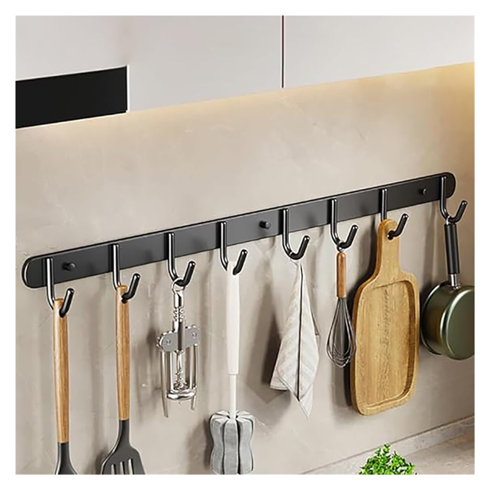 Perchero De Cocina De Acero Inoxidable Autoadhesivo, Estante For Colgar En La Cocina, Barra For Utensilios De Cocina, Soporte De Cocina, Sin Taladrar, Ganchos Móviles, Diseño Moderno, Mate organizador