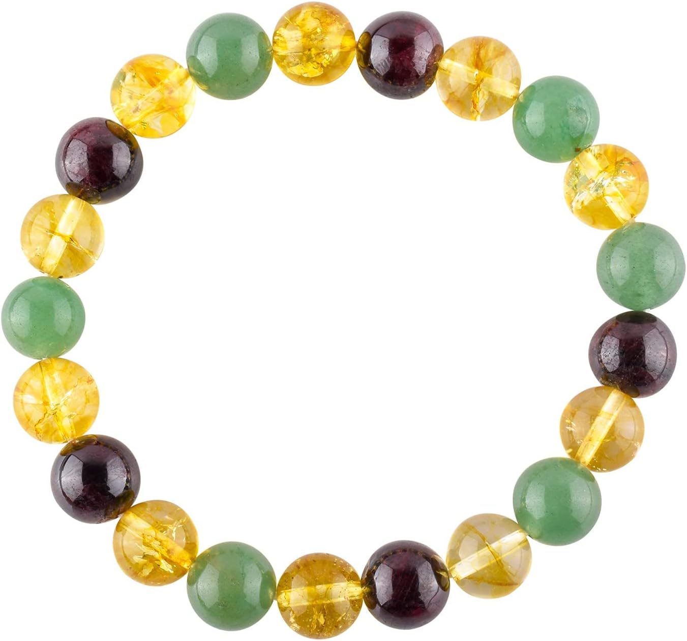 Wealth Bracelet - Triple Crystal Money Bracelet - Red Garnet - Citrine - Green Aventurine Handmade Bracelet Stretchable Round Beaded 10mm Unisex Jewelry Chakra Healing Crystals - Success - Bohemian