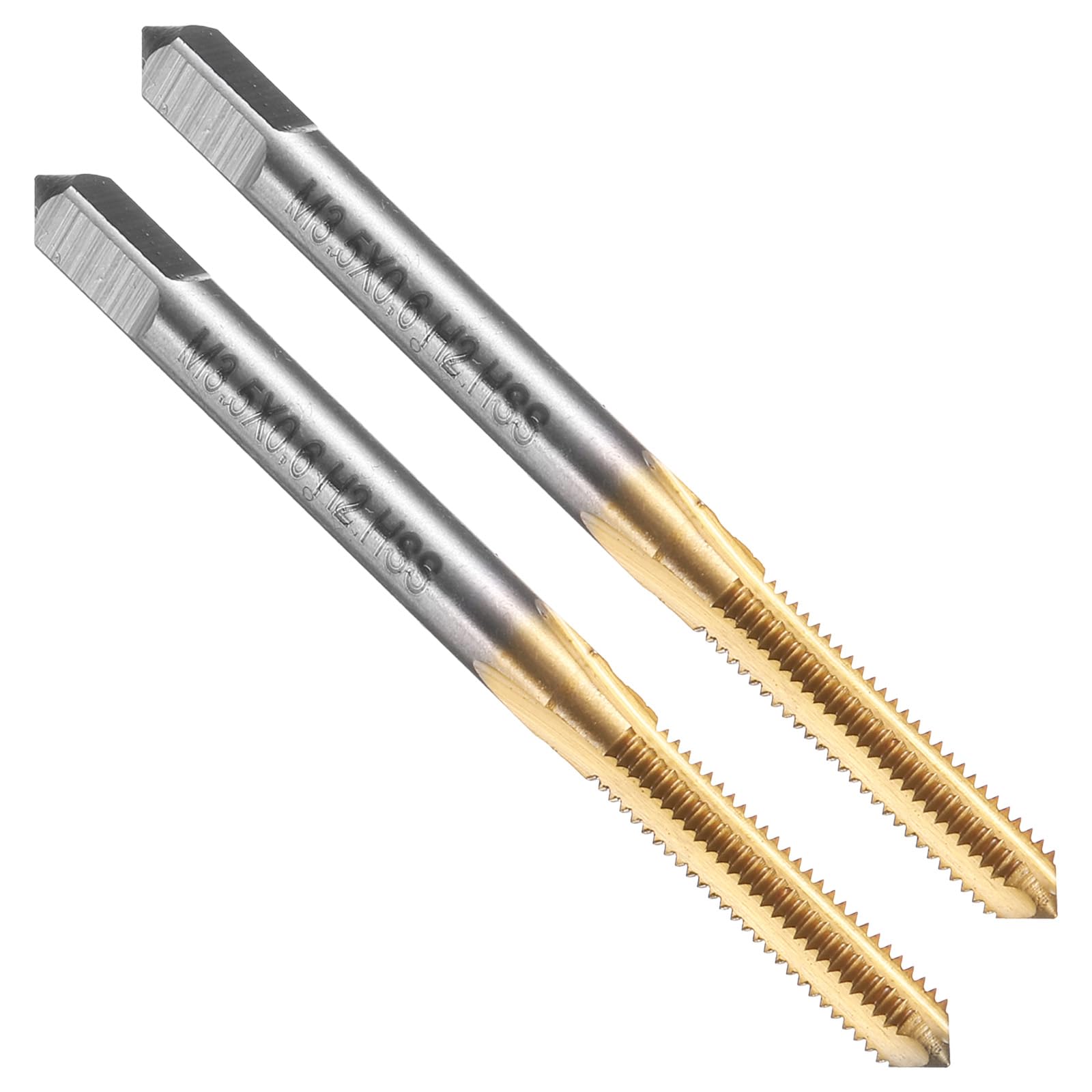 uxcell 2pcs Straight Flute Thread Tap, M3.5 x 0.6 Metric Titanium Coated Screw Threading Tapping Tool Thread Milling Machine Taps, High-Speed Steel