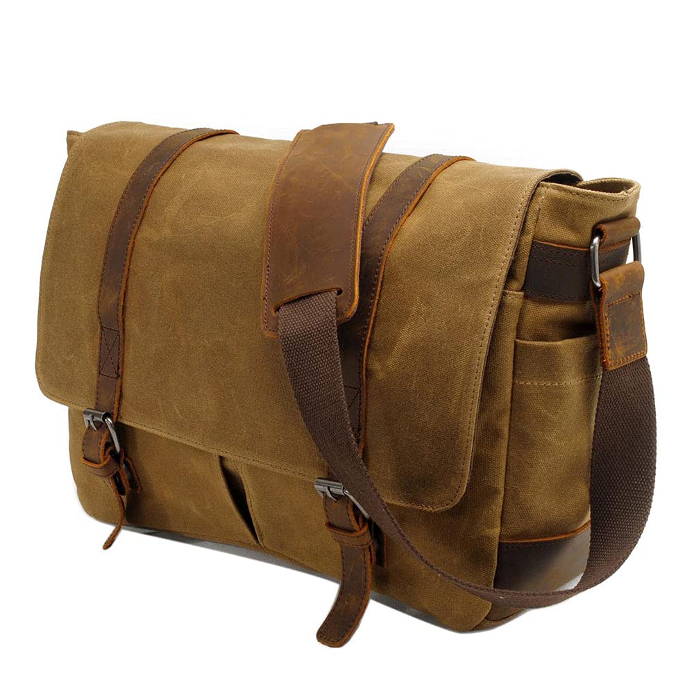 Neuleben Wasserdicht Kameratasche für DSLR Umhängetasche Vintage Groß Fototasche Canvas Leder Camera Bag Aktentasche