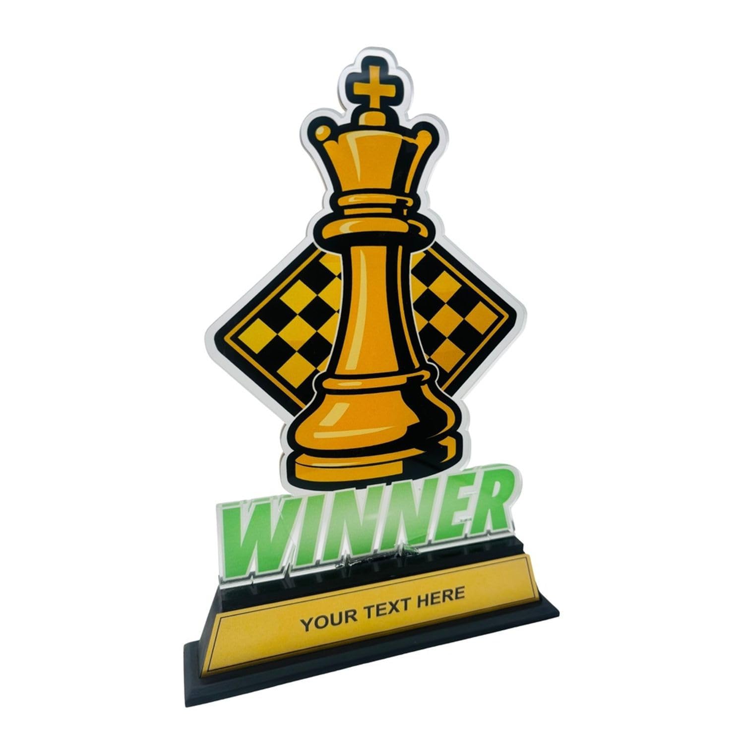 Acrylic Chess Trophy 12 Inch | Customizable Winner Award with Wooden Base | UV Printed Chess King Trophy for Tournament, School & Club Events-image-31