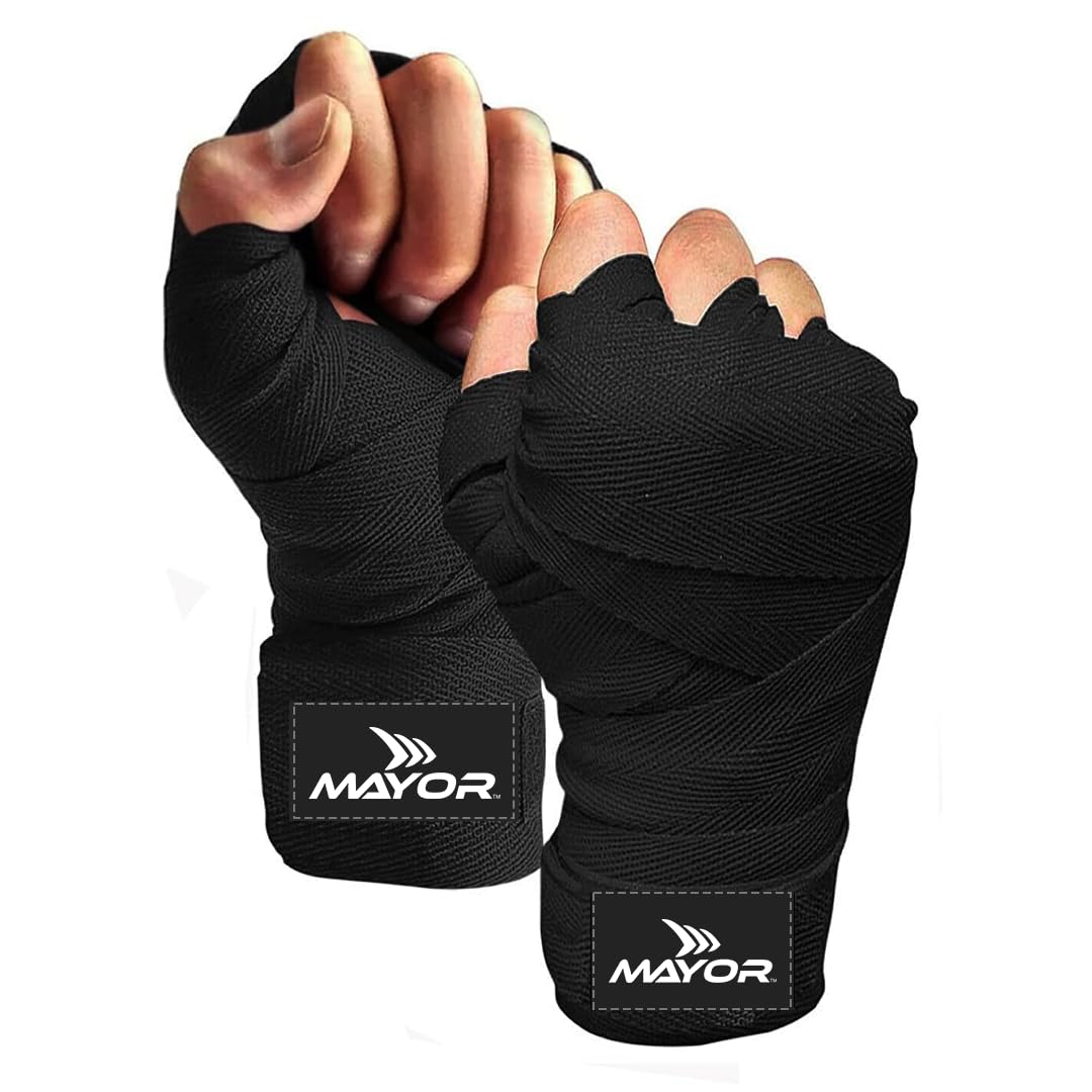 MAYOR Premium Cotton Boxing Hand Wraps, Stretchable Hand Wraps, Wrist Support for Fitness, Gym and Workout (Black) (B0CSFZ9LMG) Amazon Price History, Amazon Price Tracker