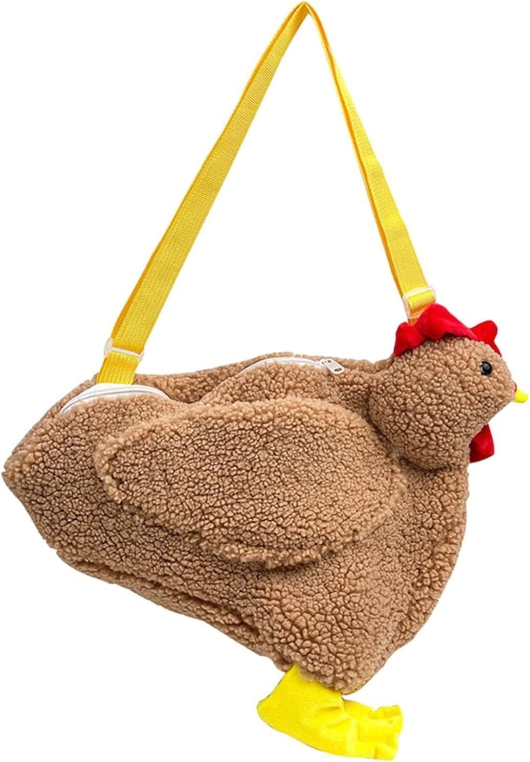 Chicken Purse Cute Chicken Bag Fluffy Hen Shoulder Plush Handbag Crossbody Purse,Funny Animal Cartoon Crossbody Bag for Women Girls