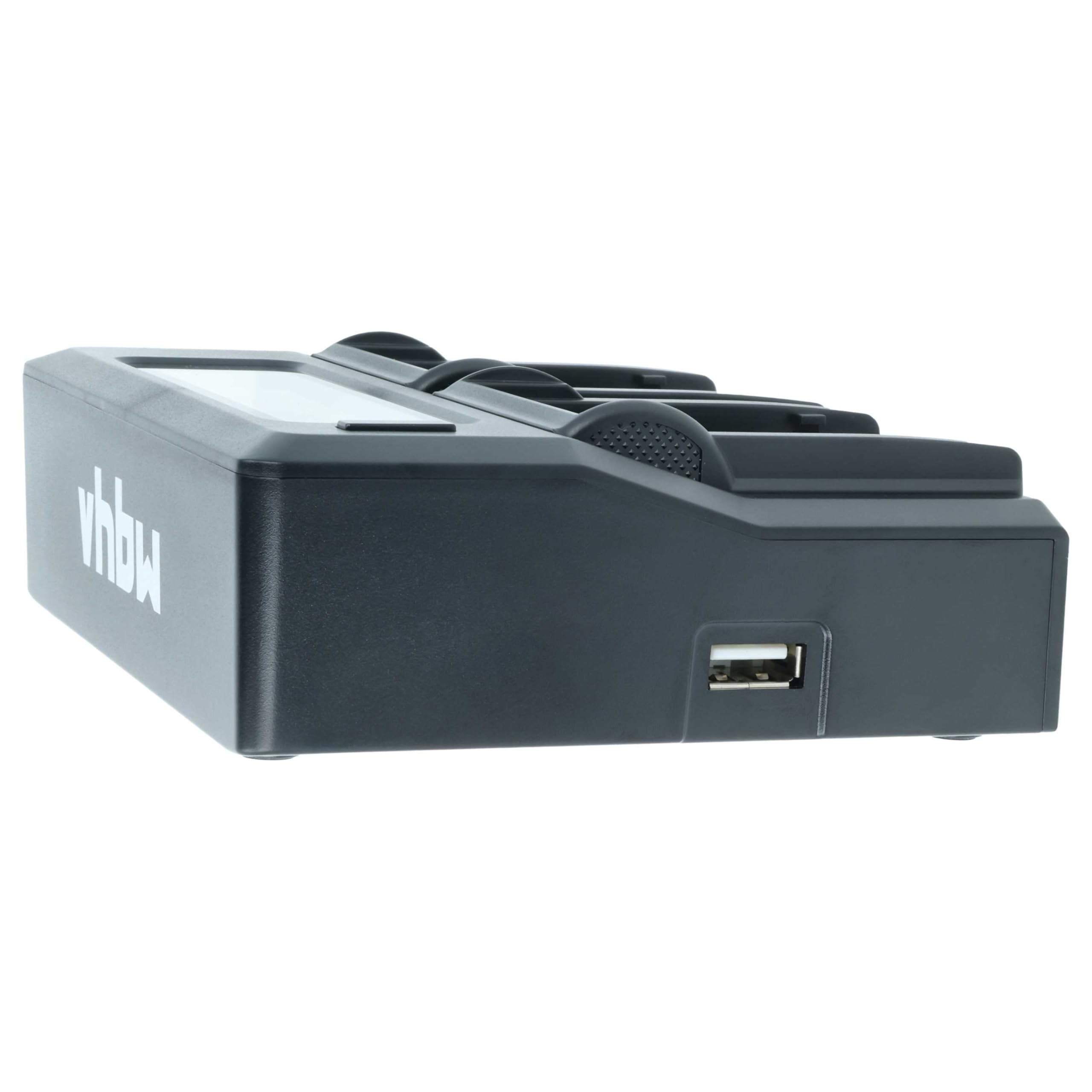 vhbw Cargador Dual Compatible con Panasonic AJ-PX270, AJ-PX270EJ, AJ-PX298MC batería de cámara - Soporte con Pantalla