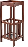 Winsome Rex Walnut Umbrella Stand with Metal Drip Tray - Stylish Entryway Storage for Umbrellas & Canes