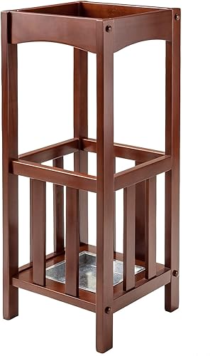 Winsome Rex 94712 - Soporte para paraguas con bandeja de metal, nogal