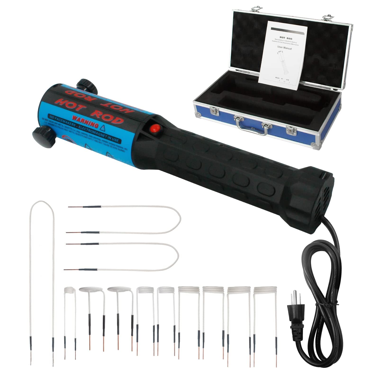 Kit de chauffage magnétique à induction - 1200 W - 220 V - Sans flamme - Avec 12 bobines - Outil de démontage de boulon portable - Outil de chauffage idéal pour les véhicules