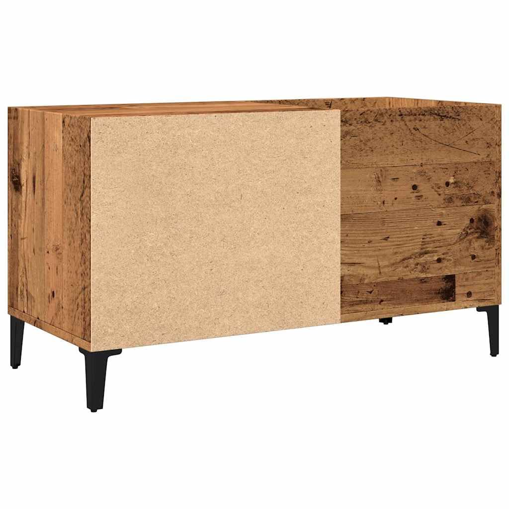 Armadio per dischi in vinile, effetto legno anticato, 84,5 x 38 x 48 cm, con gambe in metallo, mobile per soggiorno e ufficio, scaffale vintage in legno
