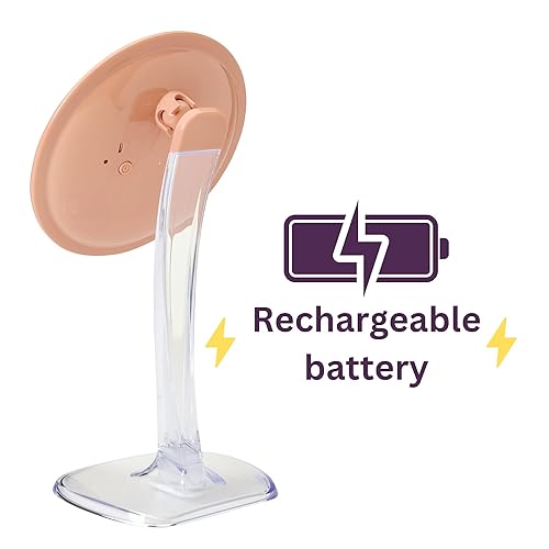 Miniatura 4 de JERDON Espejo de maquillaje de mesa iluminado - Espejo de maquillaje con aumento 5X en acabado oro rosa - Espejo de tocador redondo de 7.25 pulgadas