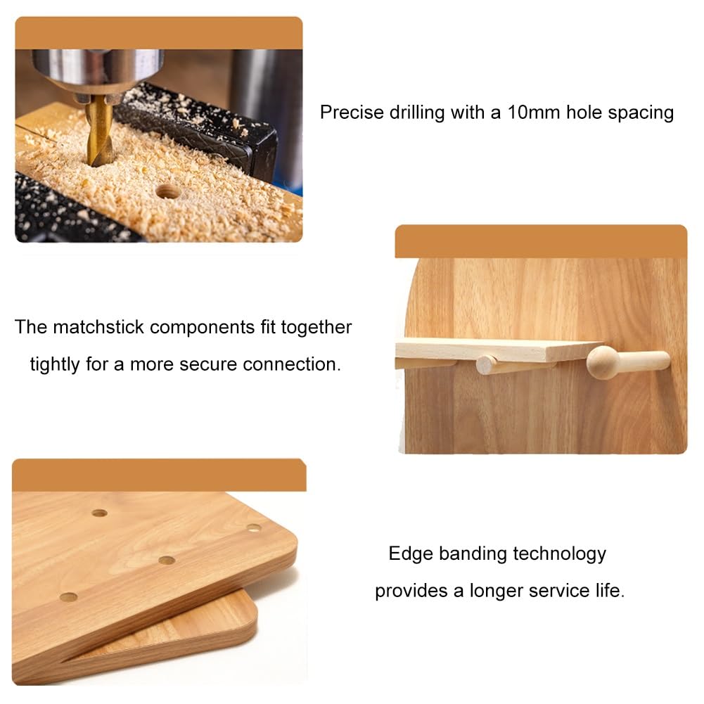 Juego de organizador de pared de madera con ganchos, estante de almacenamiento montado en la pared para herramientas, manualidades, garaje y oficina