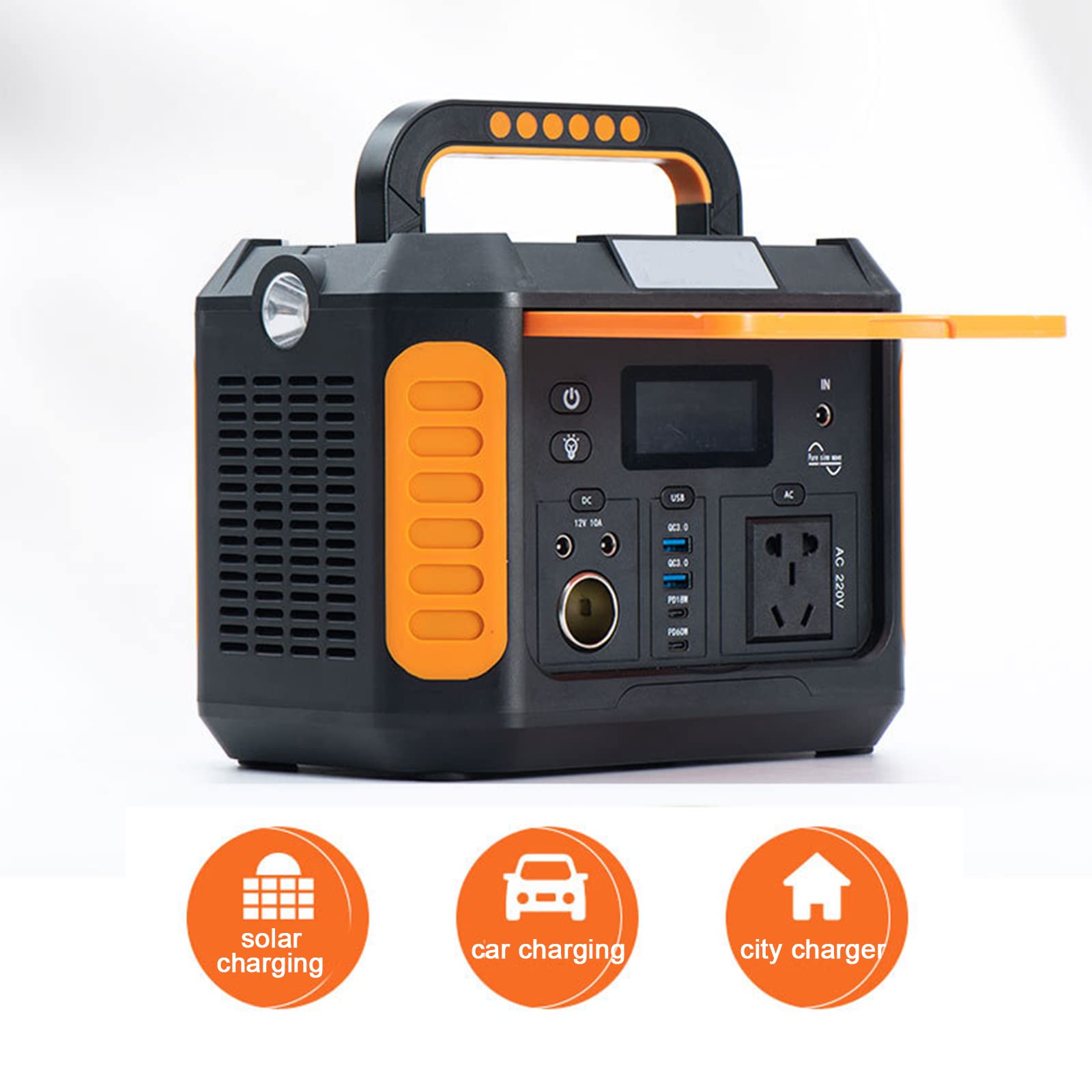 Station d'alimentation portable 500 W 550 Wh Alimentation d'urgence extérieure portable avec prise CA à onde sinusoïdale pure pour camping en plein air, voyage, chasse, batterie de secours d'urgence