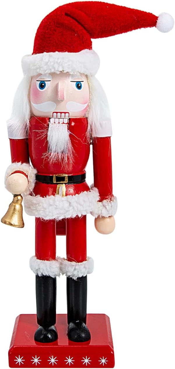 Didiseaon Christmas Santa Claus Nutcracker Christmas Nutcracker Figure 10 Inch Wooden Santa Holding Bell Soldier Figurine