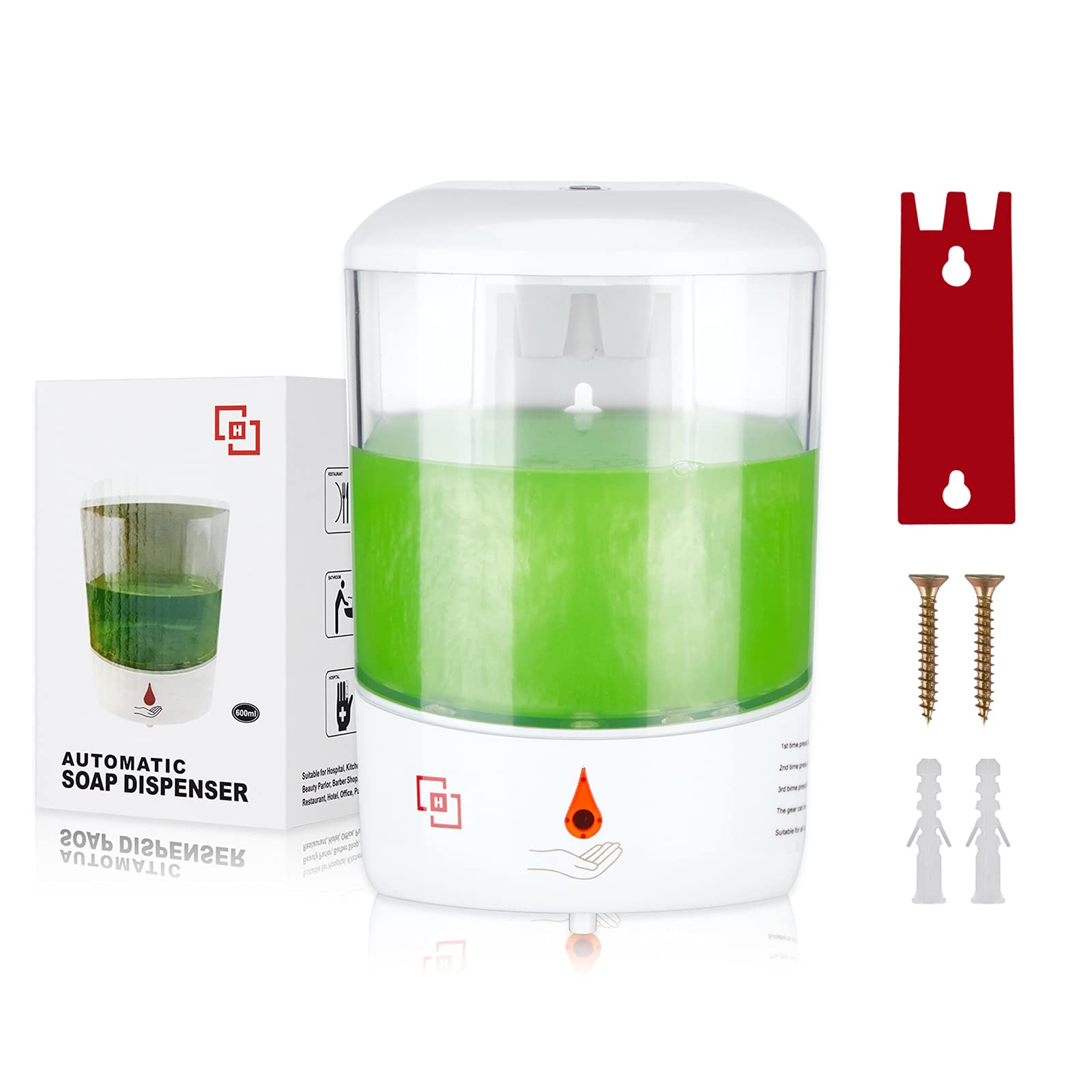 XLT Simple 600ml Automatic Hand Sanitizer Soap Dispenser, Wall- Mounted Touchless Soap Dispenser for Bathroom Kitchen (600ML)